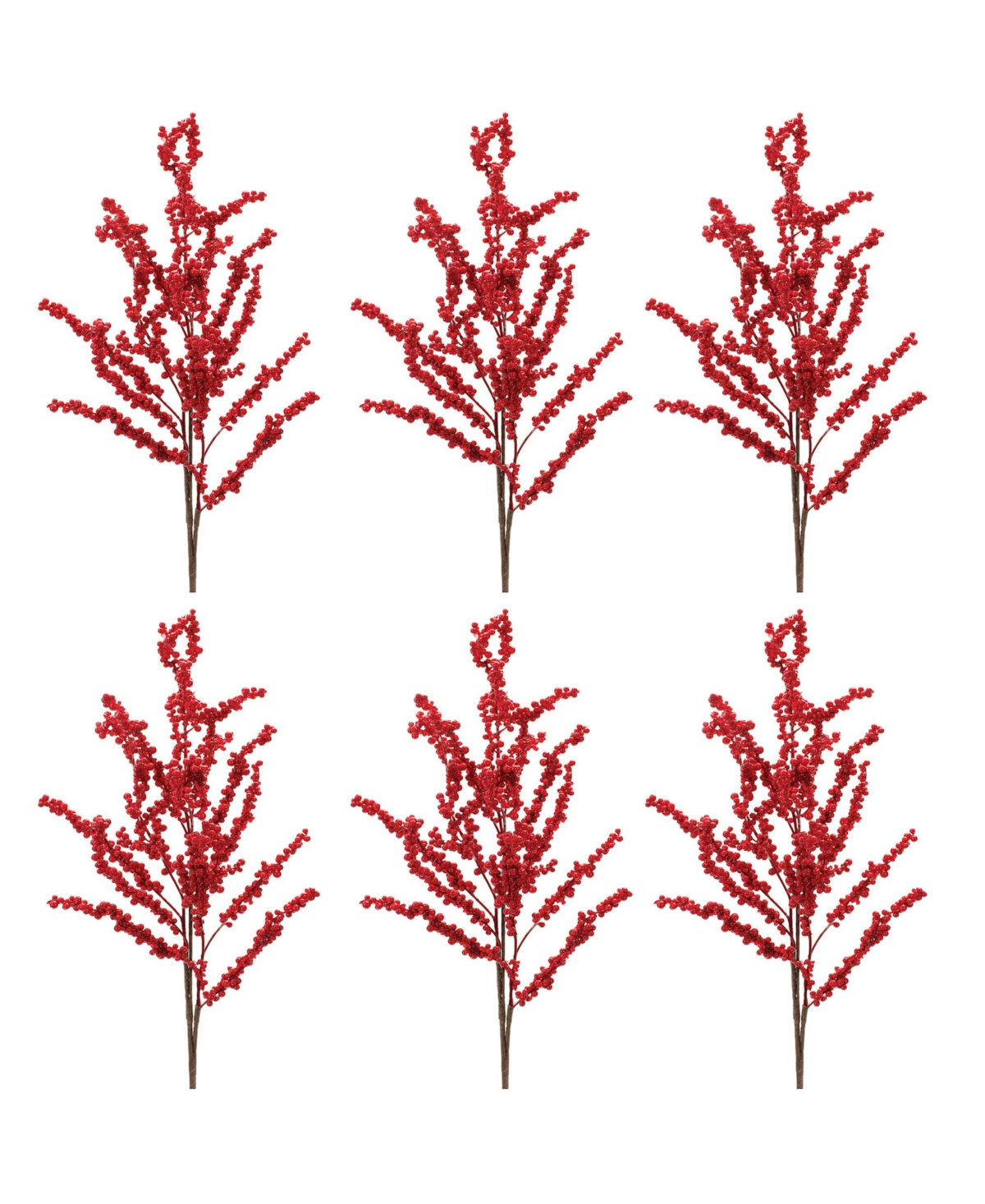 Berry Spray Seasonal Berry Decoration for Autumn and Winter (Set of 6) - Red
