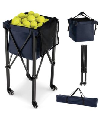 Lightweight Foldable Tennis Ball Teaching Cart with Wheels and Removable Bag