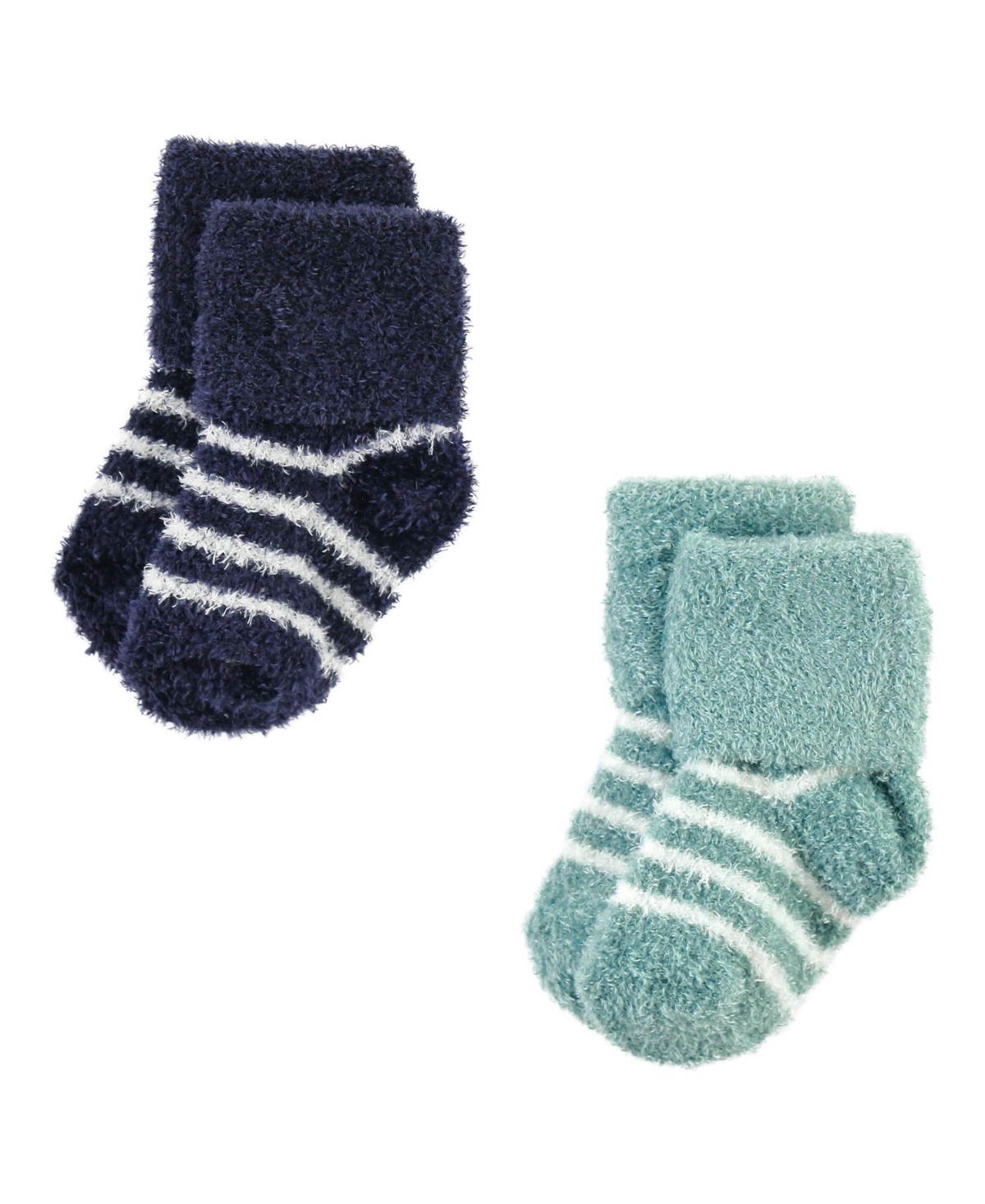 Hudson Baby Baby Boys Cozy Chenille Newborn and Terry Socks,- Navy mint stripe
