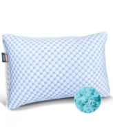 Clara Clark Memory Foam Gel Infused Reversible Cooling Pillow, King - White/Blue