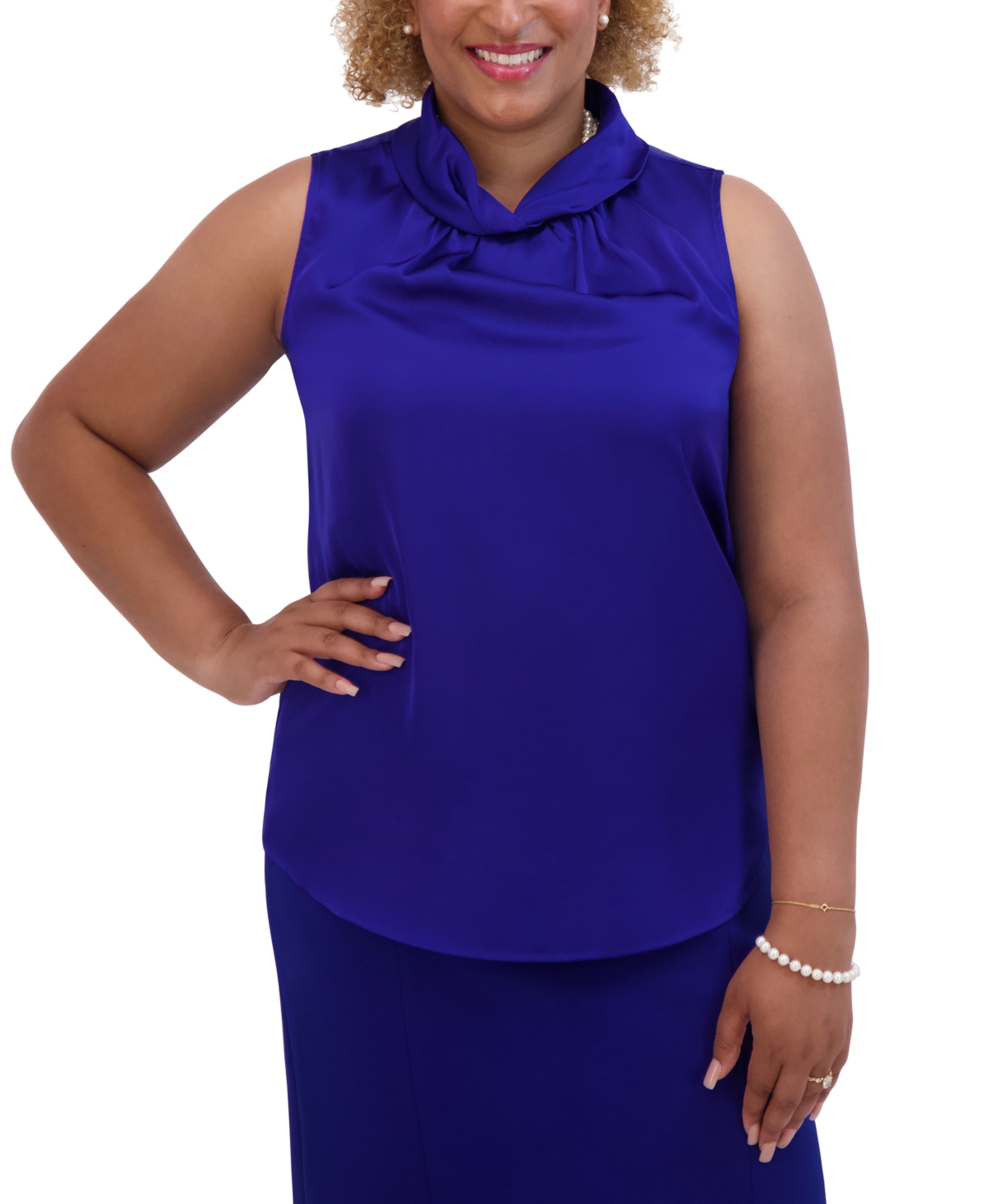 Kasper Women's Sleeveless Scarf-Neck Top