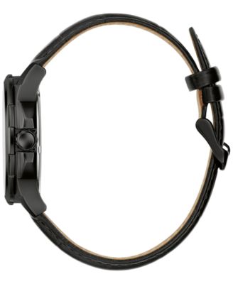 Men's Automatic Black Leather Strap Watch 42mm