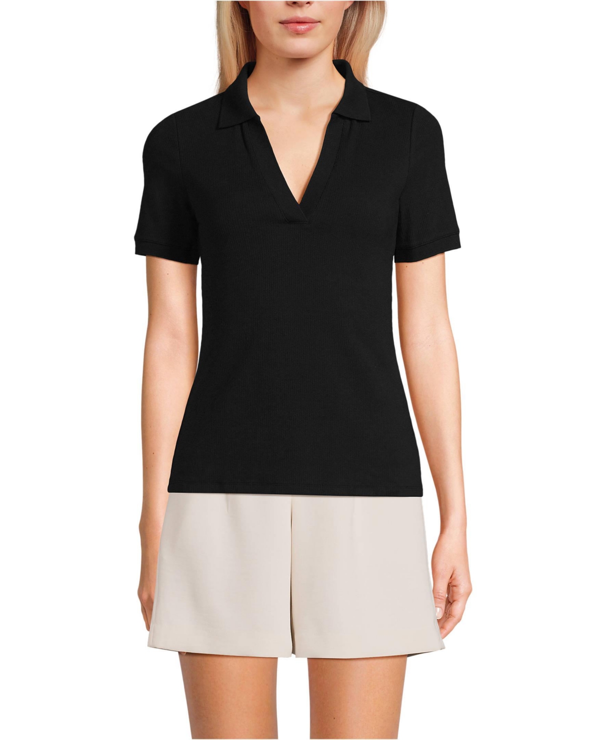 Lands' End Petite Wide Rib Polo Shirt
