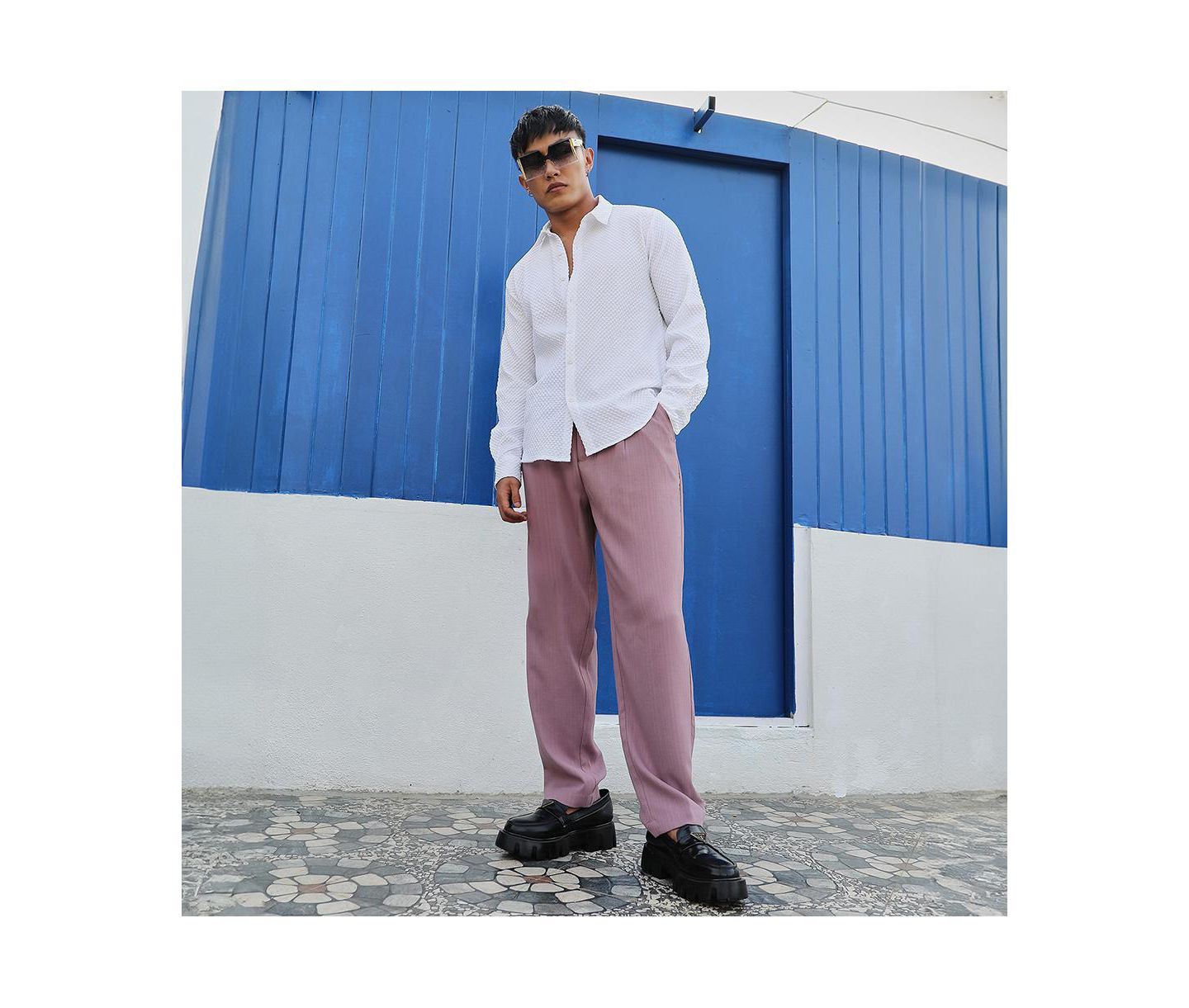 Мужская рубашка Cahoot Chalk White Embossed Micro Check, цвет: Белый — фото 2
