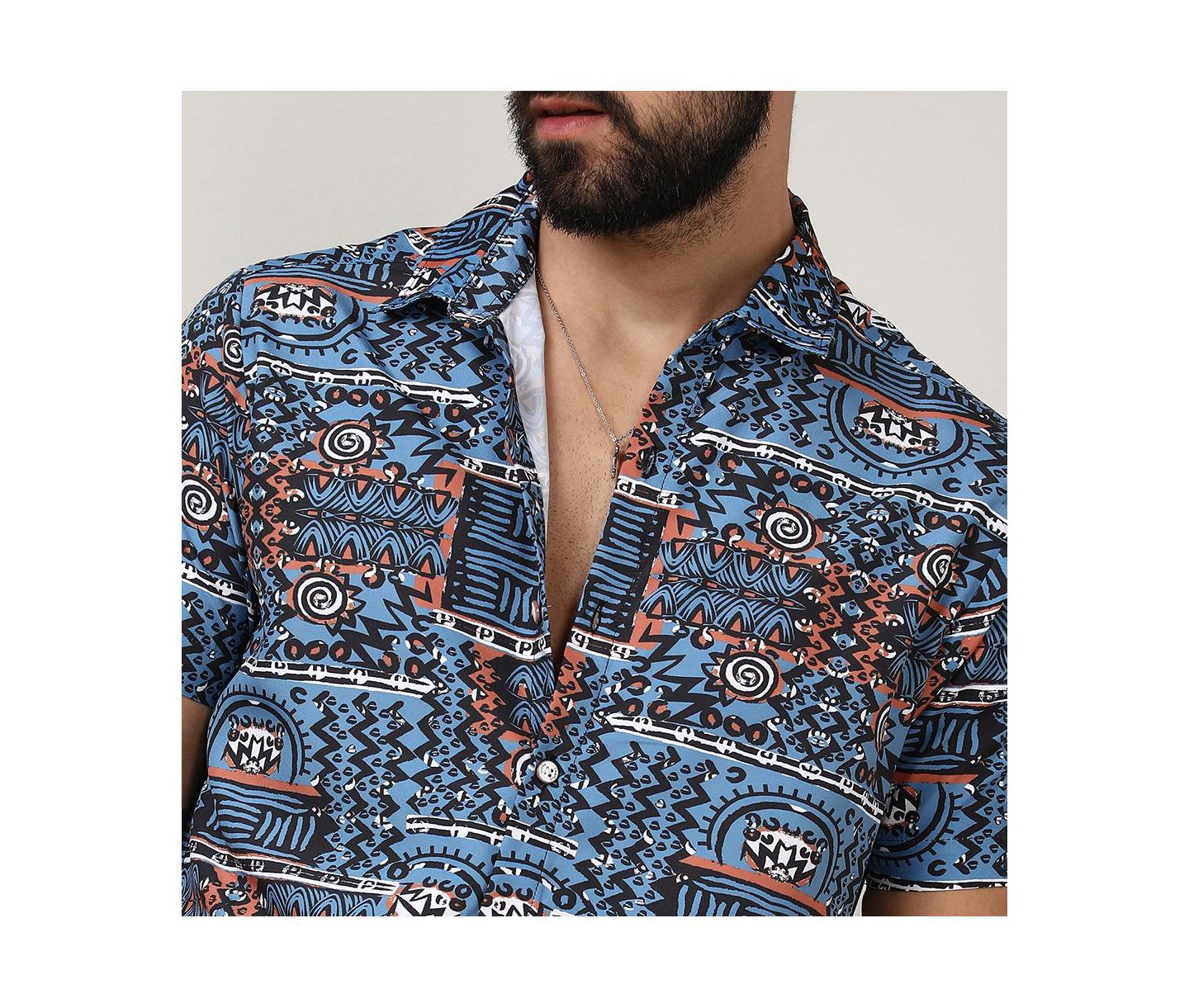 Мужская рубашка Cahoot Campus Sutra Icy Blue Artistic Bohemian, цвет: Синий — фото 8