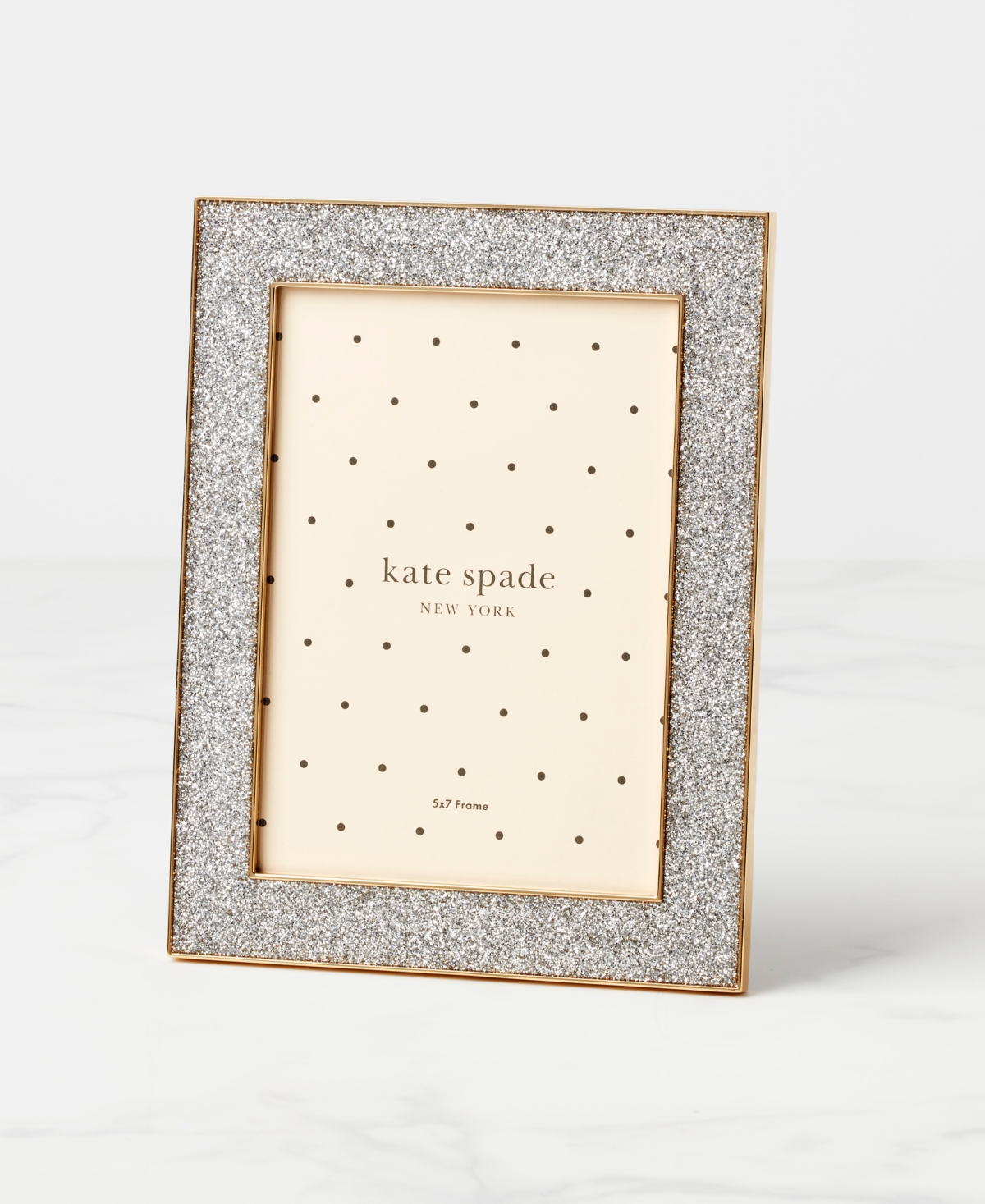 Kate Spade New York Sitting Pretty 5x7 Silver Glitter Frame In Gold Plated