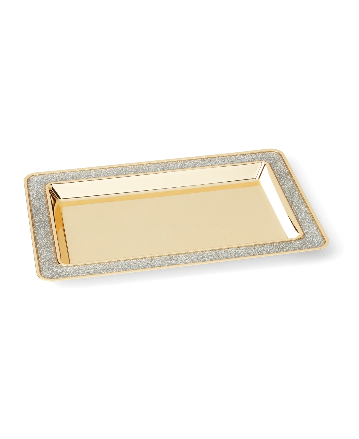 Kate Spade New York Sitting Pretty Silver Glitter Catch All Tray In Gold Plated