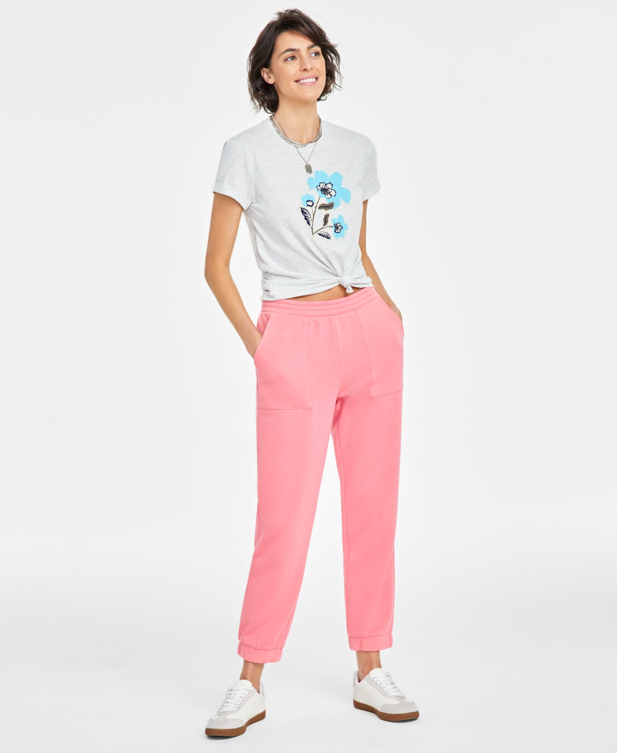 Women's Tapered Fleece Jogger Pants, Created for Macy's - Strawberry Ice