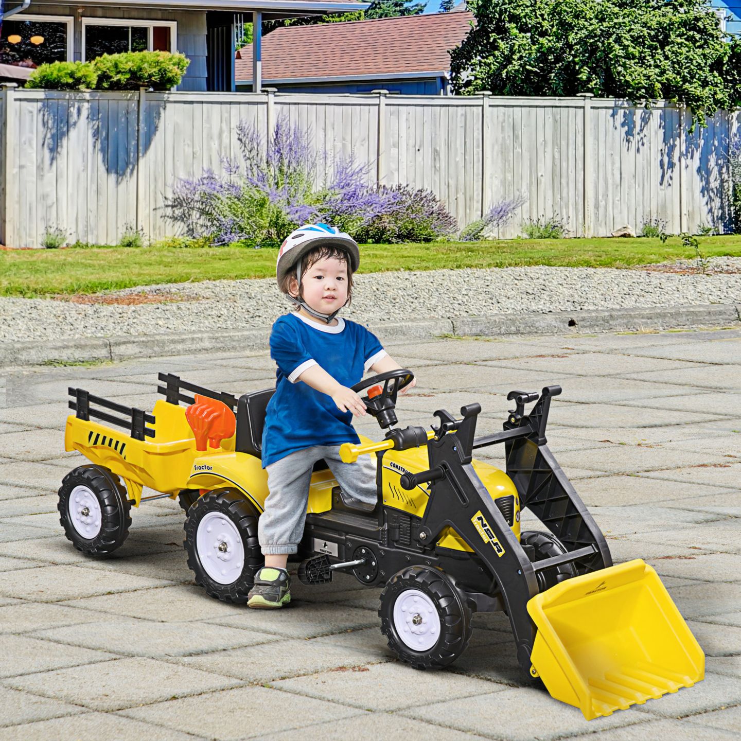 Детская игрушка Aosom Ride-On Kids Bulldozer with Working Dirt Bucket and Detachable Trailer, 77 lbs. Capacity, Ages 3+ — фото 2
