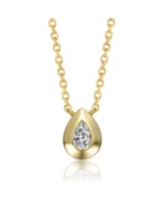 GiGiGirl Sterling Silver 14k Gold Plated Raindrop Pear-Shaped Cubic Zirconia Bezel Solitaire Necklace - Gold
