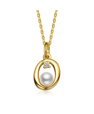 GiGiGirl KidsTeens Personalized 14K Gold Plated Initial Pearl Pendant Necklace - Gold O 44$