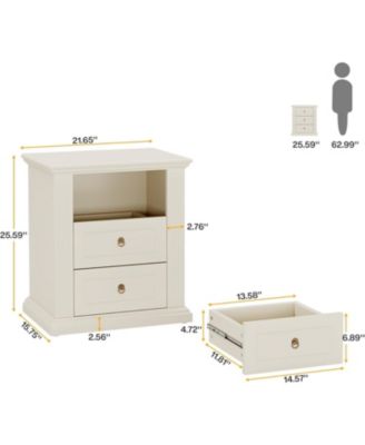 3-Drawer Nightstand, Wood Night Stand with Storage Drawers, Modern Bedside Table Side End Table for Bedroom
