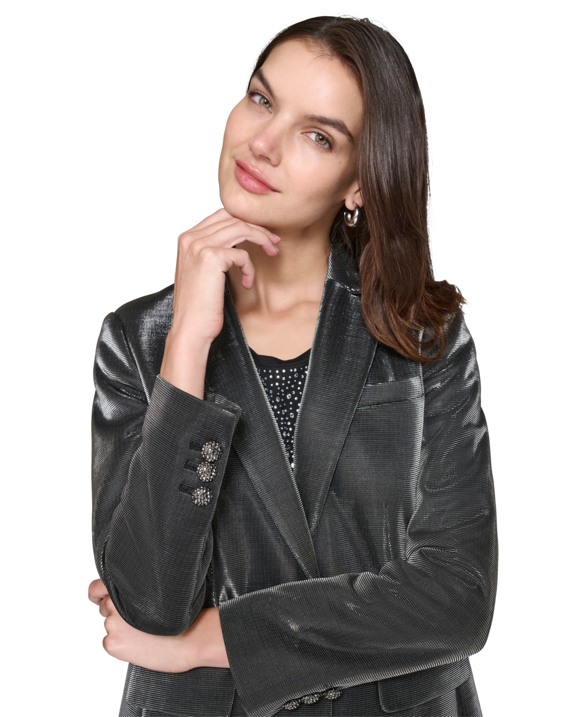 Karl Lagerfeld Paris Women's Metallic Blazer