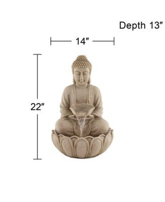 Calm Buddha 22" High Large Zen Asian Indoor Outdoor Decor Sand Stone Floor Fountain with Light LED Outside