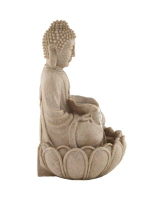 Calm Buddha 22" High Large Zen Asian Indoor Outdoor Decor Sand Stone Floor Fountain with Light LED Outside