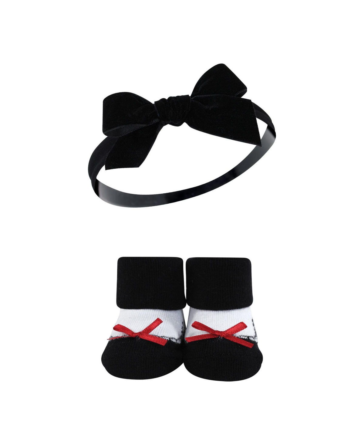 Hudson Baby Baby Girls Headband and Socks Giftset, One - Black toile