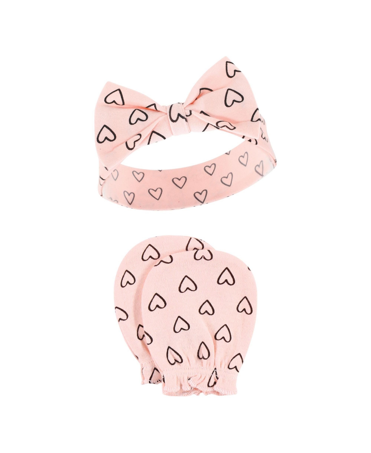 Hudson Baby Baby Girls Cotton Headband and Scratch Mitten Set, Months - Modern rainbow