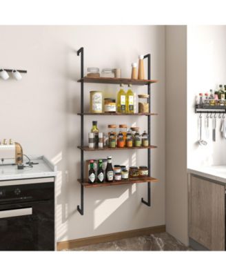 4-Tier Industrial Ladder Bookshelf with Metal Frame