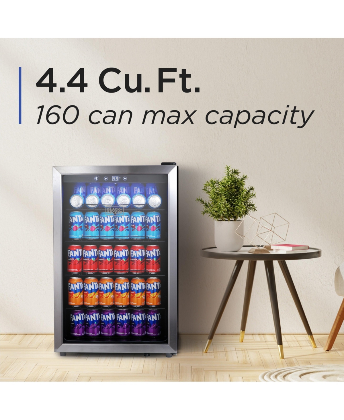 4.4 Cu. Ft. Beverage Cooler with Double Pane Glass Door Drink Fridge with 160-Can Capacity