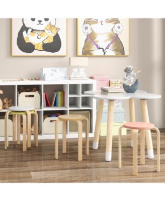 Set of 4 Bentwood Stackable Stools Dining Stools with Round Tops