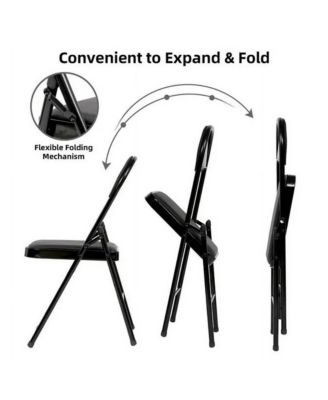 Outdoor/Indoor Black Vinyl Padded Folding Dining Chair (Set of 4)