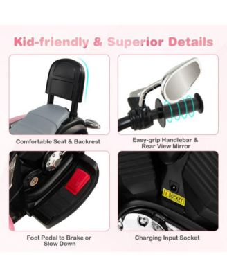 6V Powered Toddler 3-Wheel Motorbike Ride On Toy with Horn and Headlight