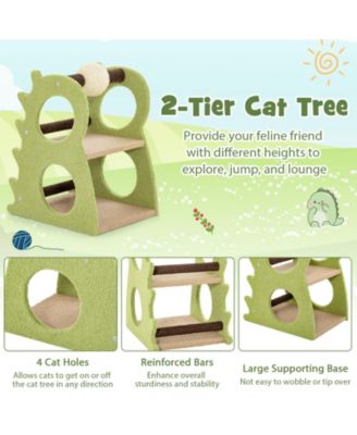 2-Tier Modern Cat Tree for Indoor Cats with Rotatable Sisal Scratching Ball