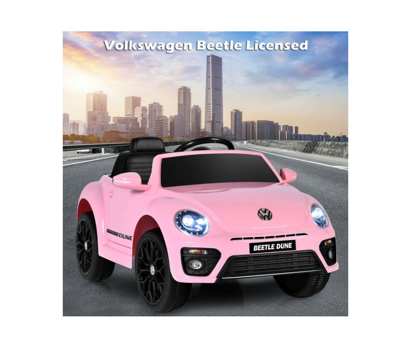 Детская игрушка VEBREDA Volkswagen Beetle Electric Remote Control Kids' Ride-On Car, 66 lb. Capacity, Ages 3+, цвет: Розовый — фото 4