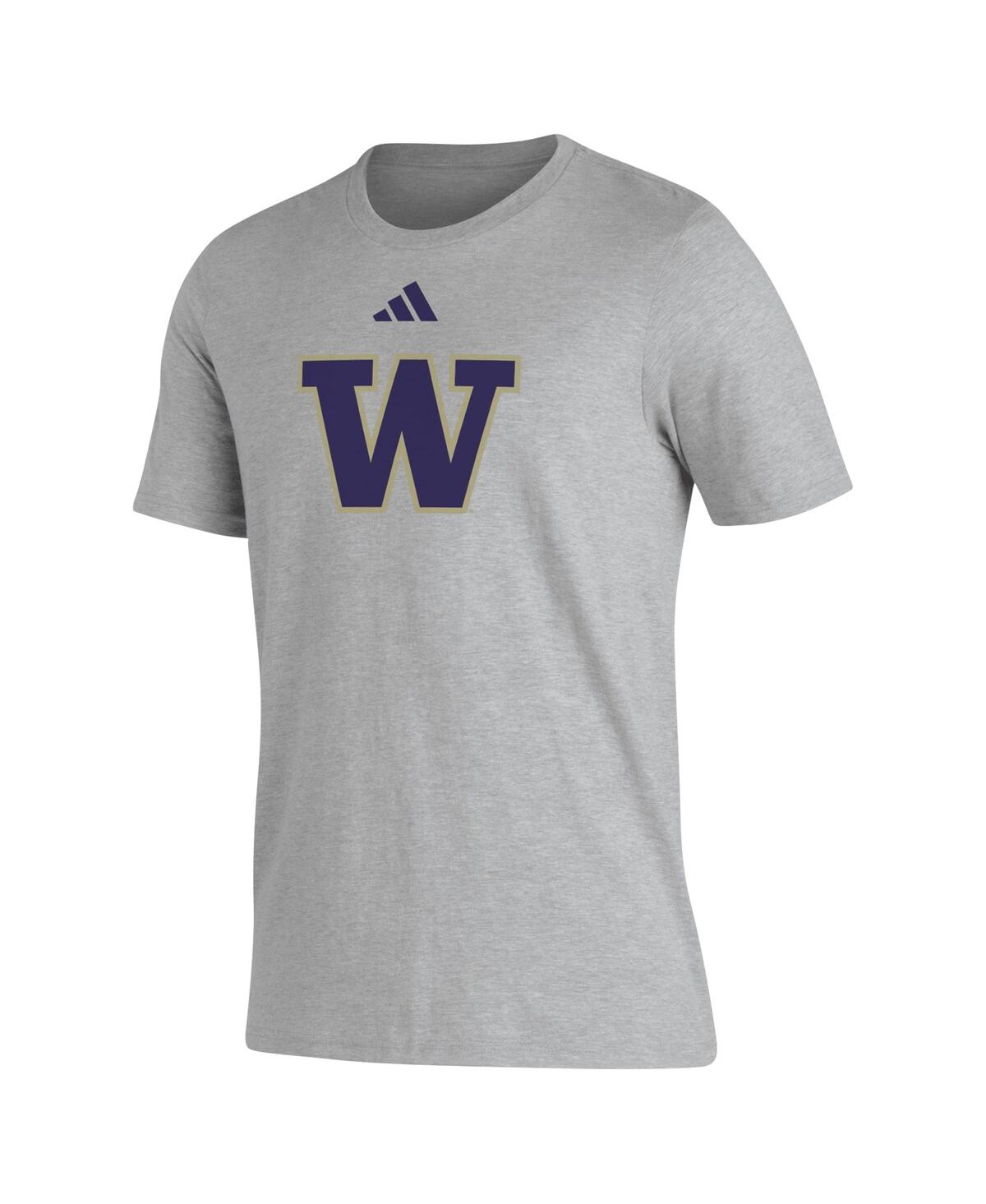 Adidas Men'sWashington Huskies Primary Locker Logo Pre-Game Aeroready T-Shirt - Gray
