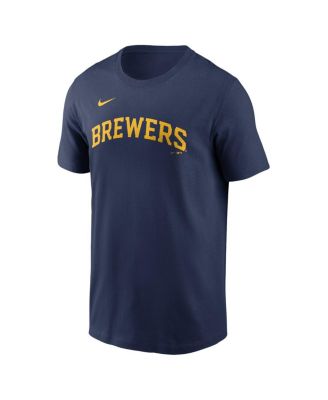 Men's Christian Yelich Navy Milwaukee Brewers Fuse Name Number T-Shirt