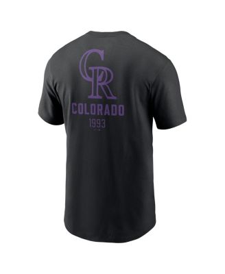 Men's Black Colorado Rockies Large Logo Back Stack T-Shirt
