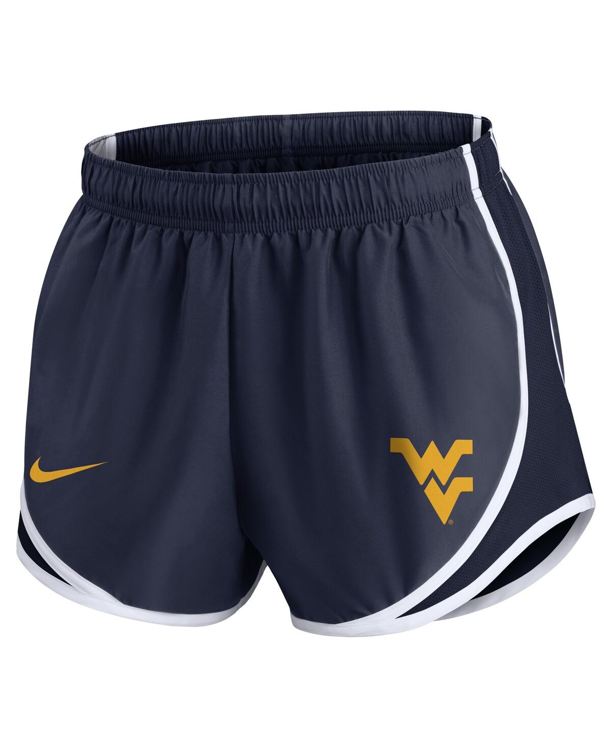 Nike Women's Navy West Virginia Mountaineers Primetime Tempo Performance Shorts In Navy,white