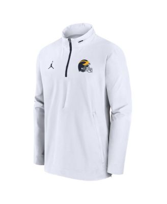Men's White Michigan Wolverines Sideline Coaches Quarter-Zip Jacket