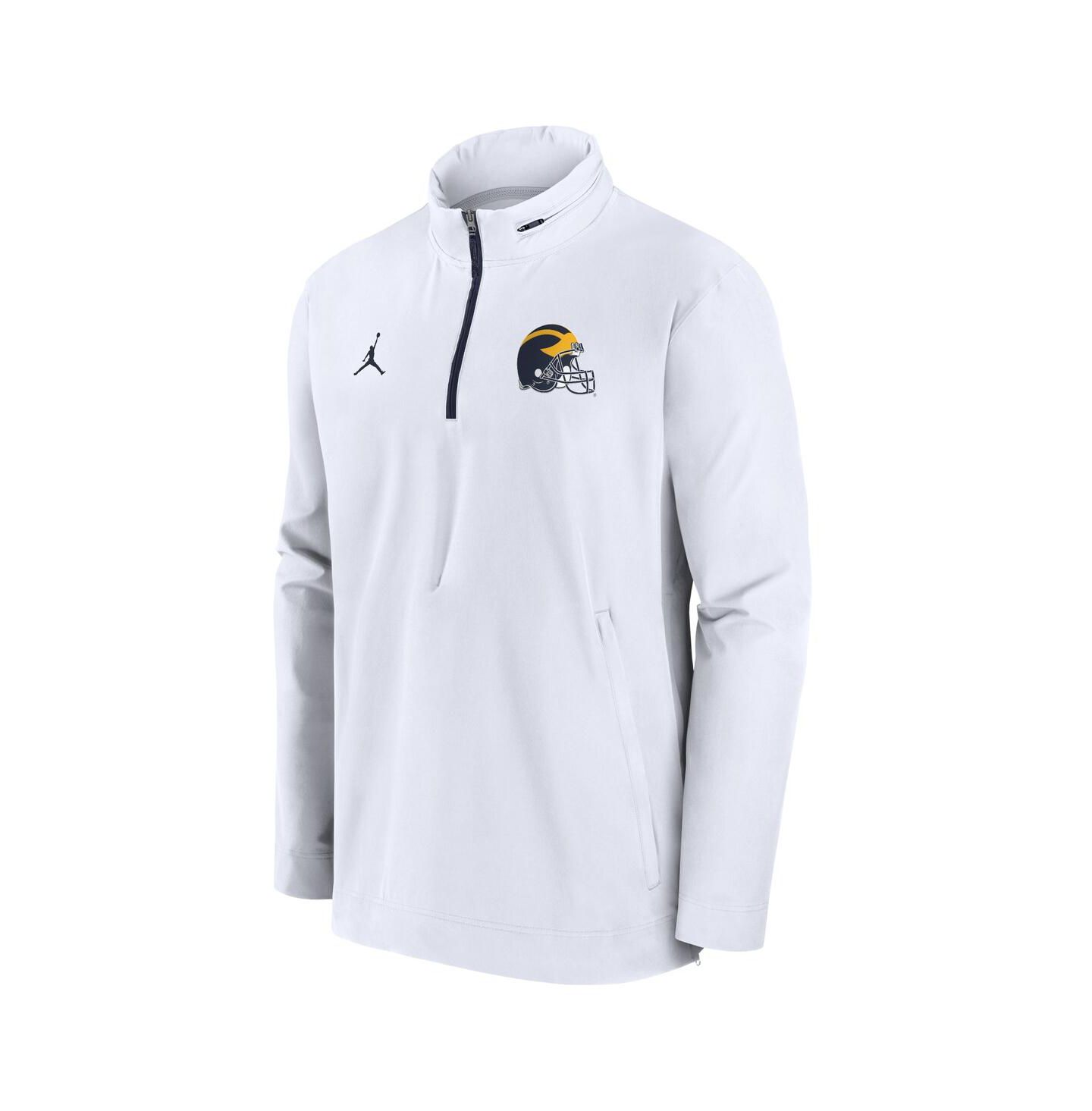 Мужская куртка Jordan White Michigan Wolverines Sideline Coaches Quarter-Zip — фото 4