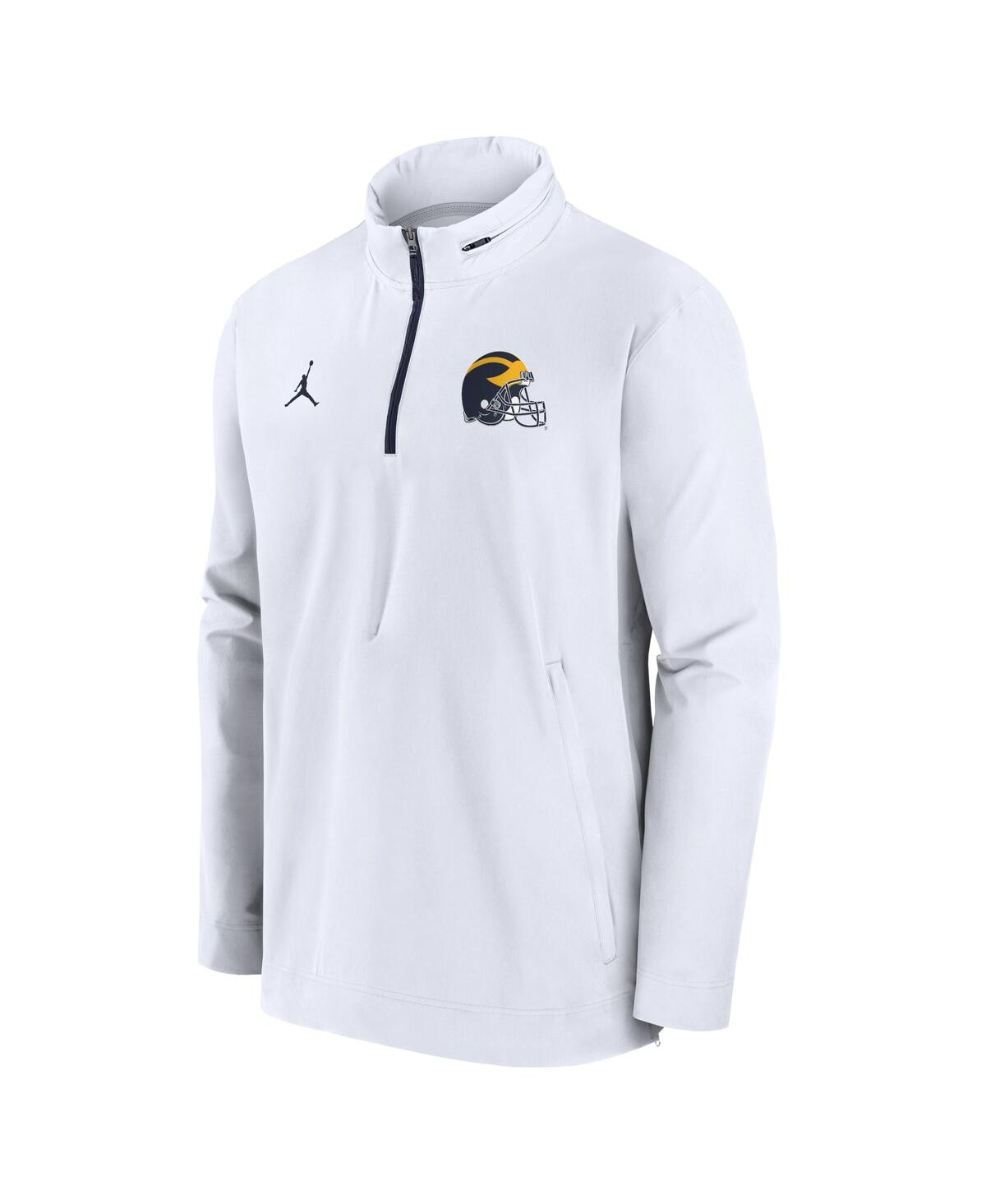 JORDAN MEN'S WHITE MICHIGAN WOLVERINES SIDELINE COACHES QUARTER-ZIP JACKET 