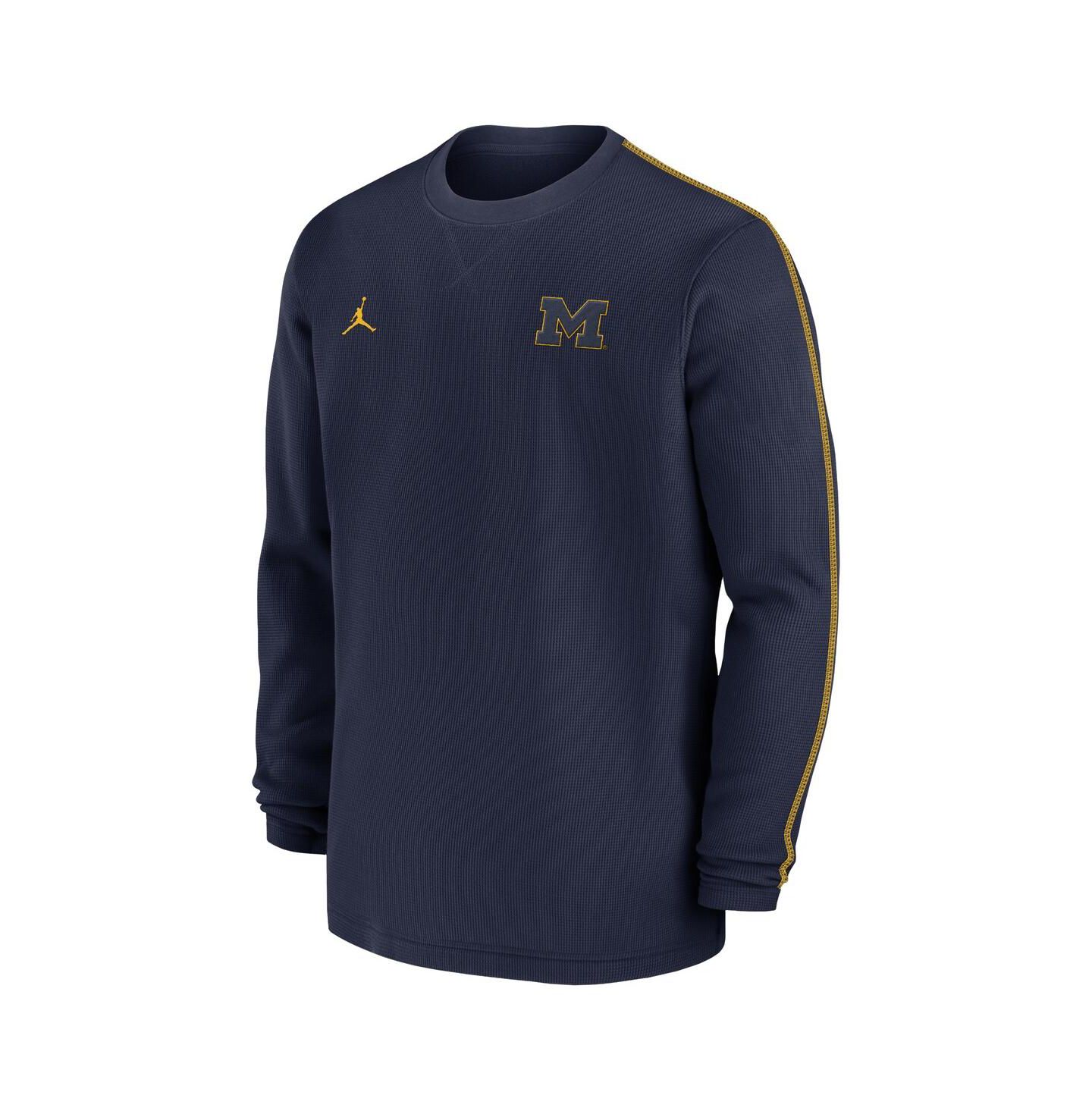 Мужской топ Jordan Navy Michigan Wolverines 2024 Sideline Coaches Long Sleeve — фото 3