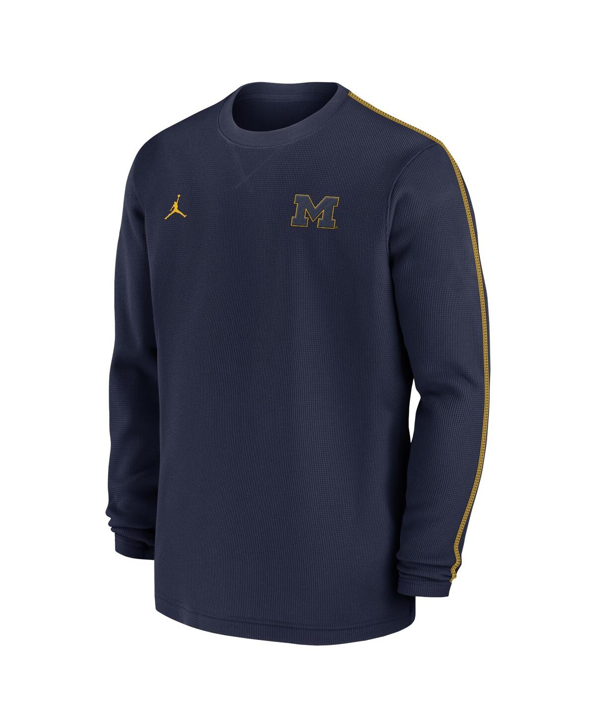 Jordan Men's Navy Michigan Wolverines 2024 Sideline Coaches Long Sleeve Top In Navy,maize