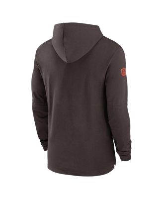Men's Brown Cleveland Browns Sideline Hoodie Performance Long Sleeve T-Shirt