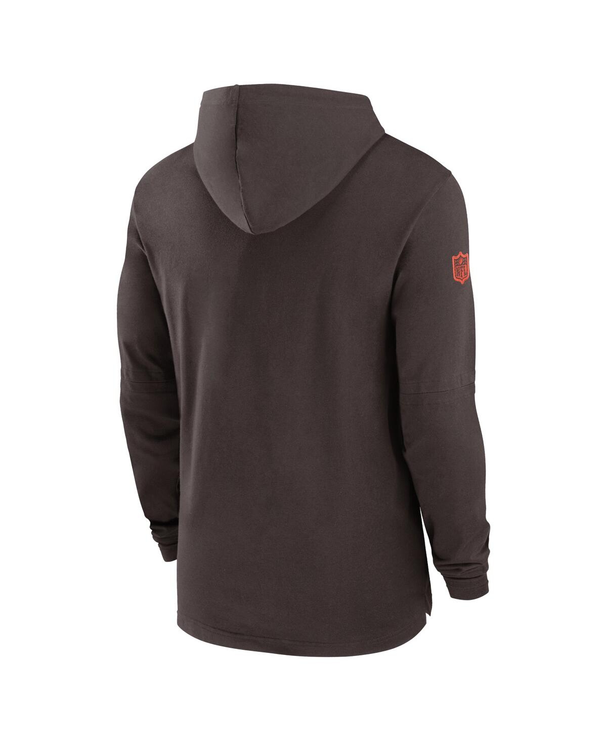 Nike Men's Brown Cleveland Browns Sideline Hoodie Performance Long Sleeve T-shirt In Brown