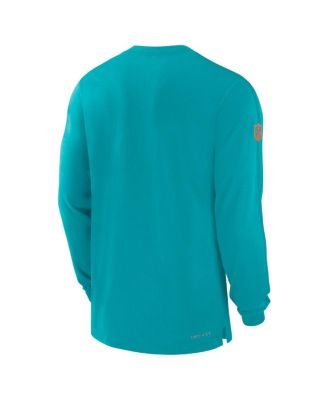 Men's Aqua Miami Dolphins Sideline Player Performance Long Sleeve T-Shirt
