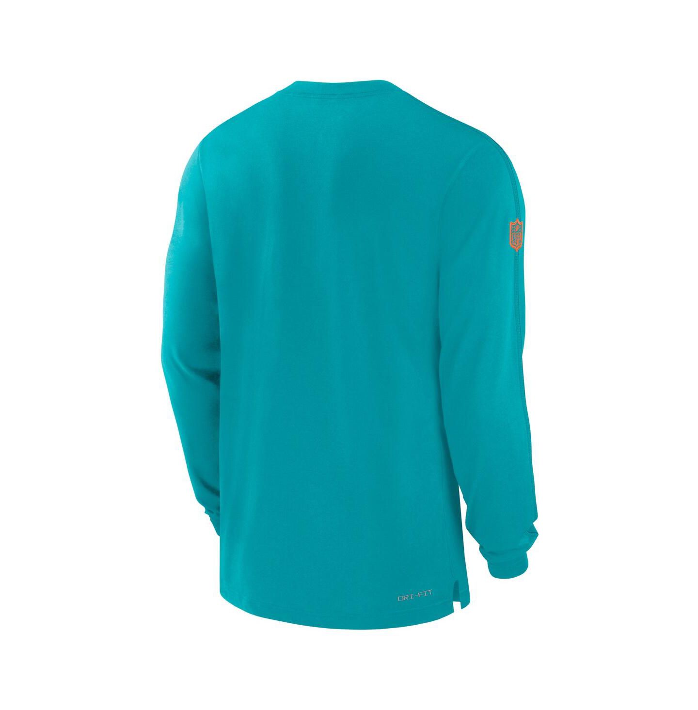 Мужская футболка Nike Aqua Miami Dolphins Sideline Player Performance Long Sleeve — фото 3