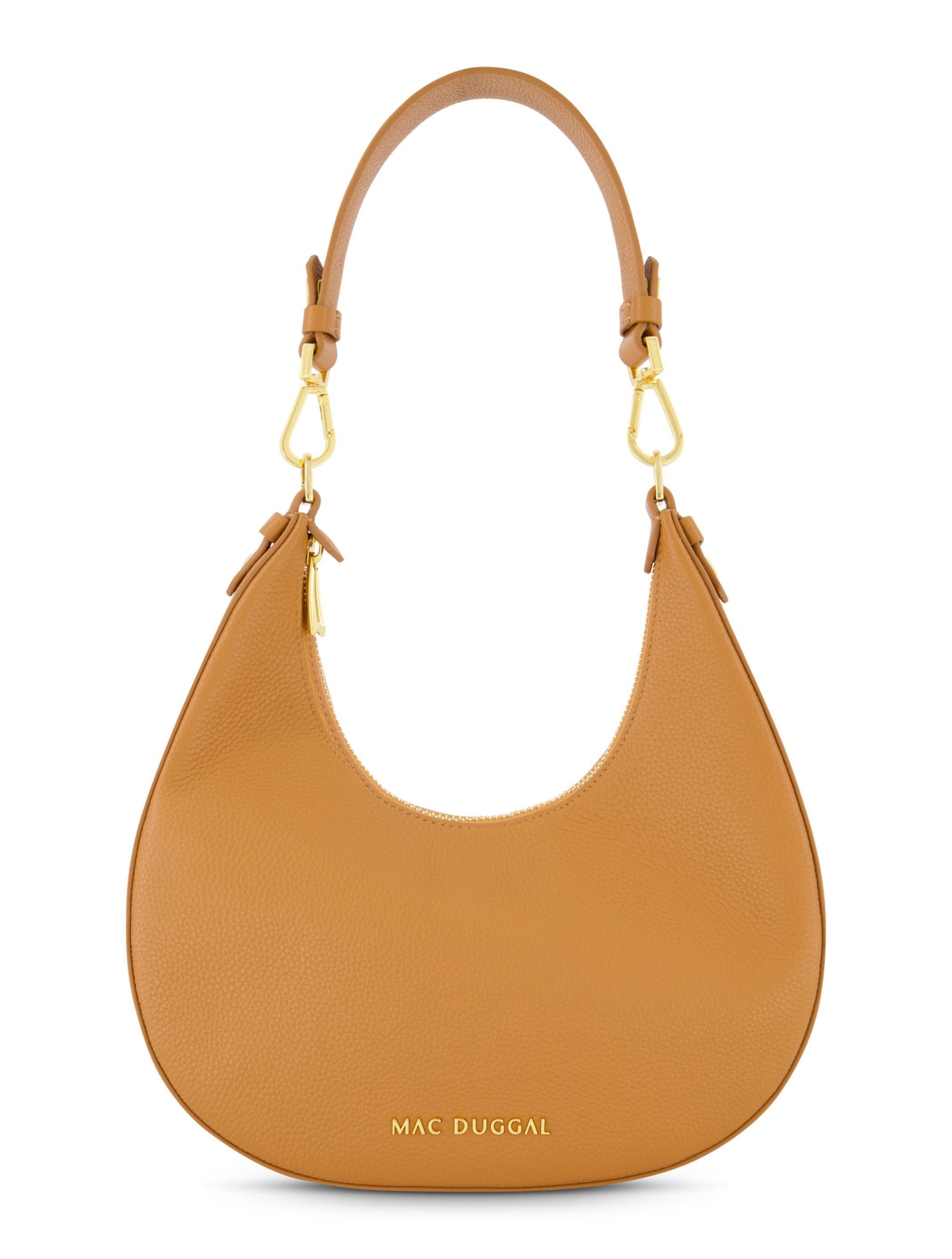 Gold Plated Hardware Grain Leather Hobo Bag - Toffee
