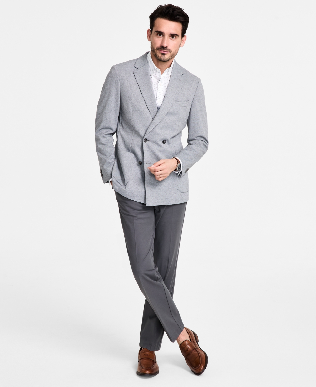 Michael Kors Men's Classic-fit Double-breasted Sport Coat In Grey