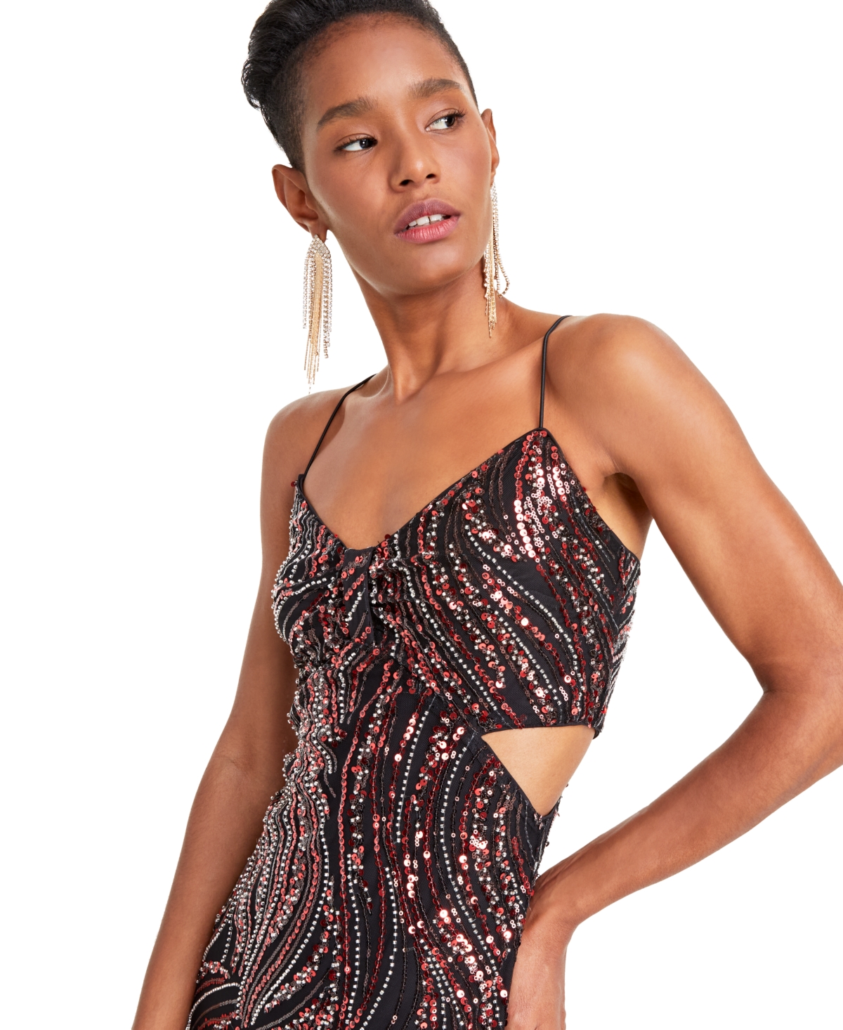 Guess Women's Taryn Sequinned Side-Cutout Cocktail Dress