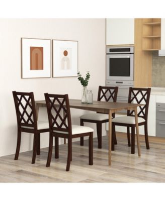 Dining Chair Set of 2 Wood Kitchen Chairs with Upholstered Seat Cushion and Rubber Wood Legs