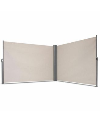 237 x 71 Inch Patio Retractable Double Folding Side Awning Screen Divider