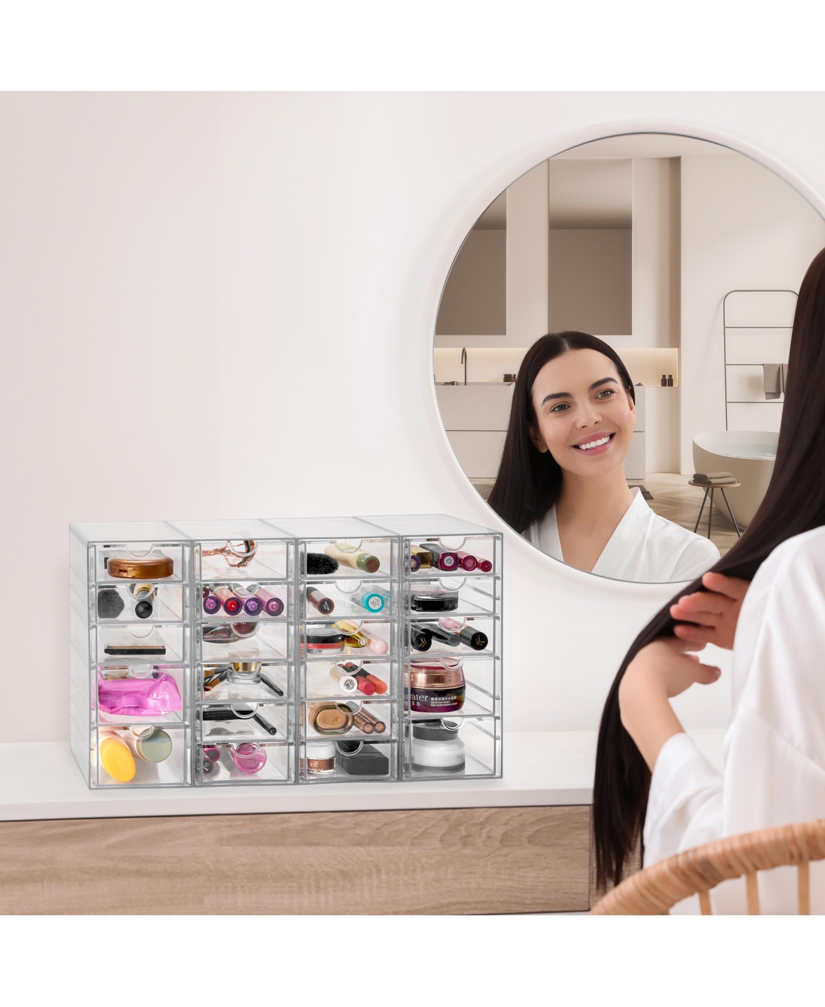 Sorbus 22 Drawers Acrylic Organizer for Makeup, Organization and Storage, Art Supplies, Jewelry, Stationary - 4 PcsStackable Storage Drawers