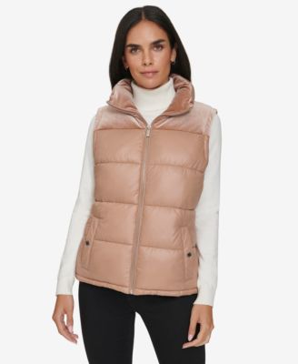 Calvin Klein Women s Velvet Trim Puffer Vest Macy s