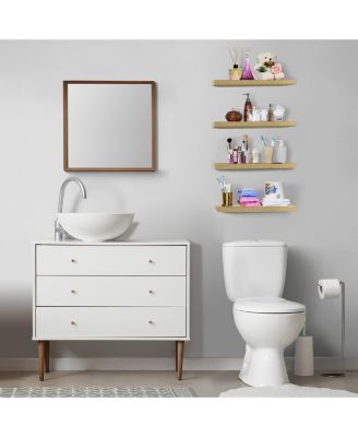 24 x 9 Inch 4 Pack Wall Mounted Floating Wood Shelves - for Bedroom, Kitchen, Living Room, Bathroom