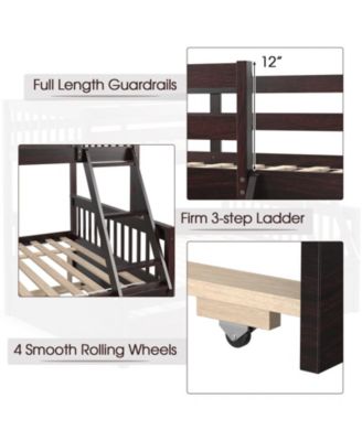Twin Over Full Convertible Bunk Bed with Twin Trundle